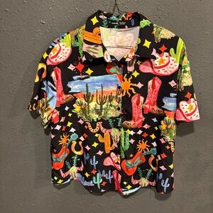 Men’s SHEIN Colorful Western Print Button Down Shirt